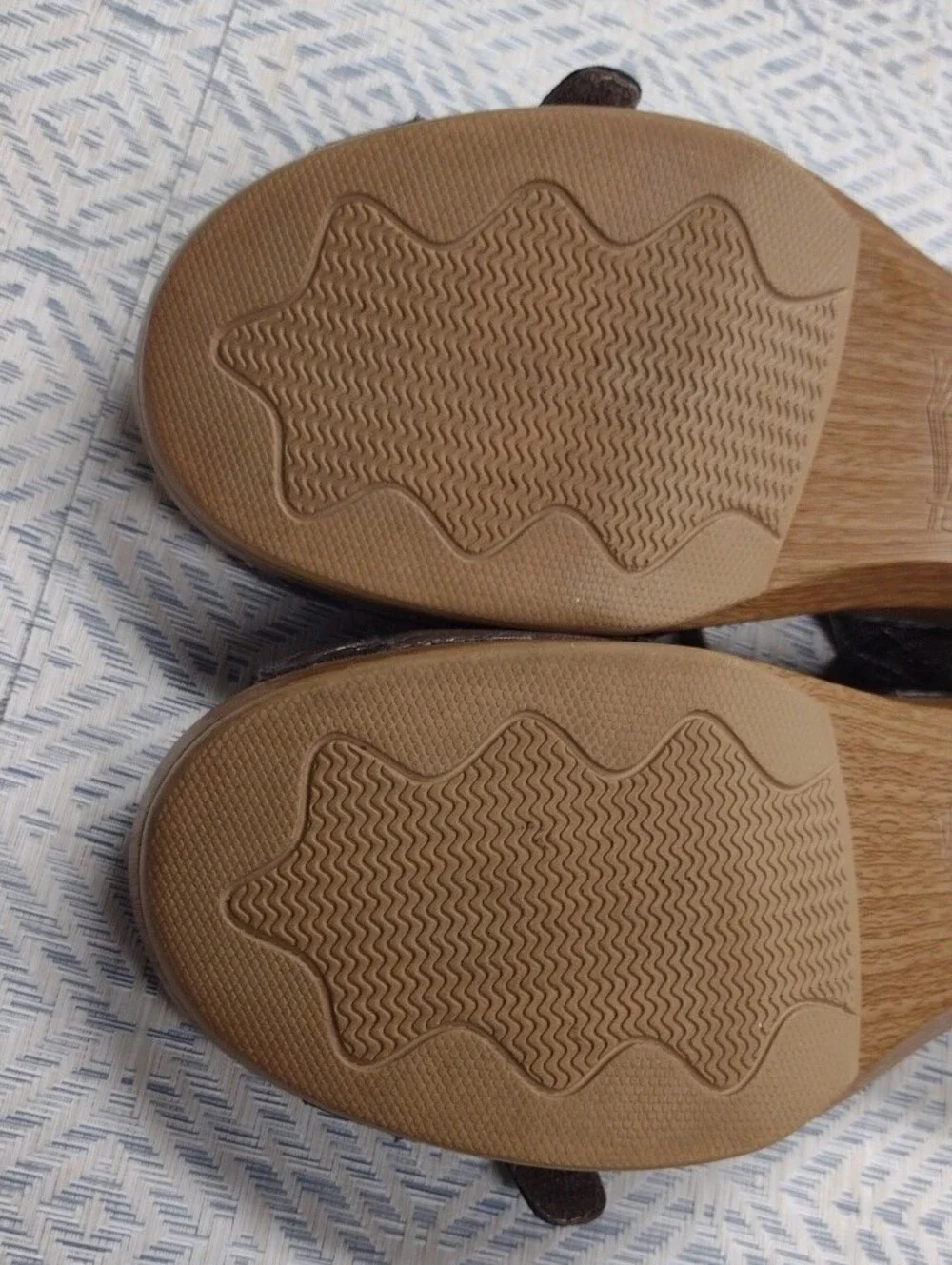 Dansko Silver Leather Wedge Sandals with Wood-Look Heel
